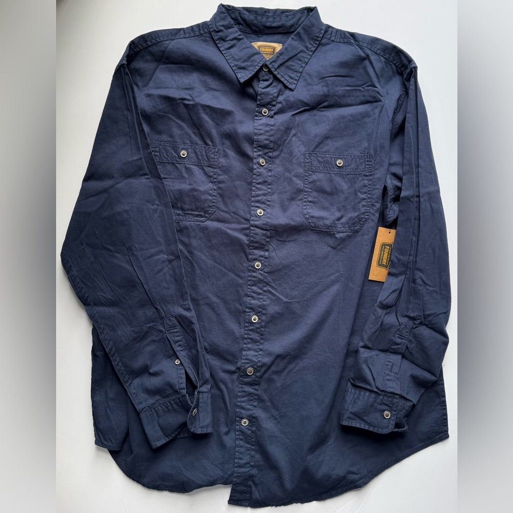 The Foundry Supply Co. Dark Blue Casual Button Down Shirt